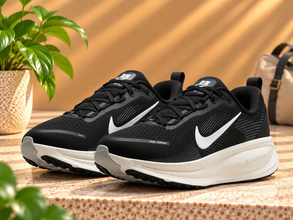 USED Nike Women's Vomero 18 Black/Summit White/Coconut Milk 7 Medium